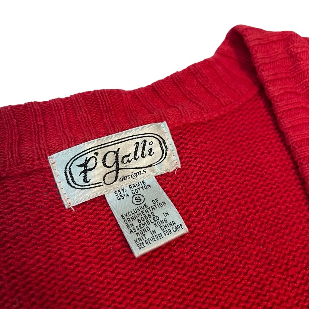 Vintage P. Galli Sports Theme Cardigan Sweater Women's S Colorful Novelty‎ Knit - Picture 6 of 8